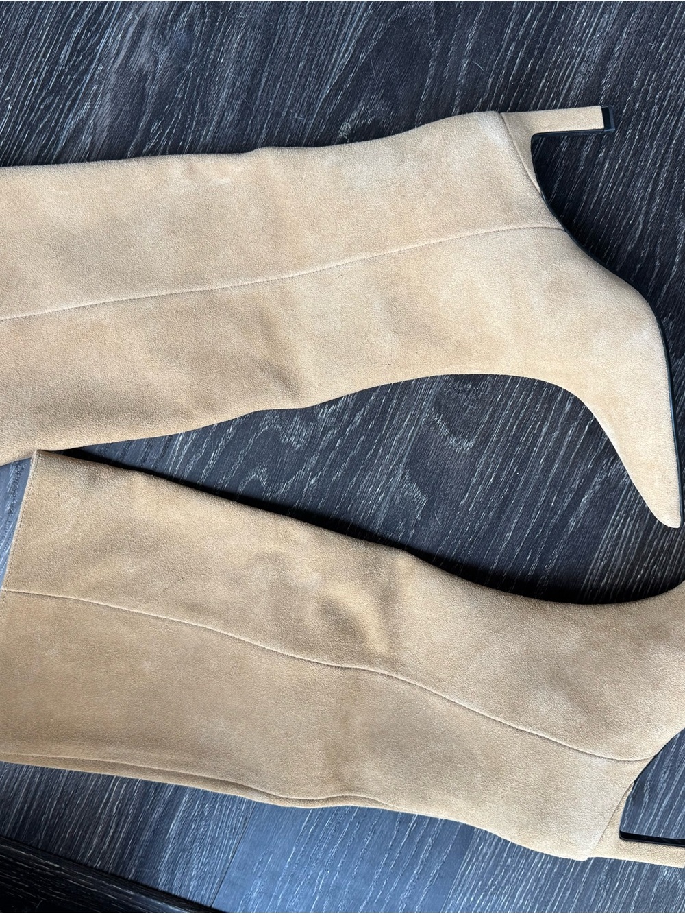 Zara Knee-High Pointed-Toe Suede Boots in Tan NWT - Picture 3 of 5